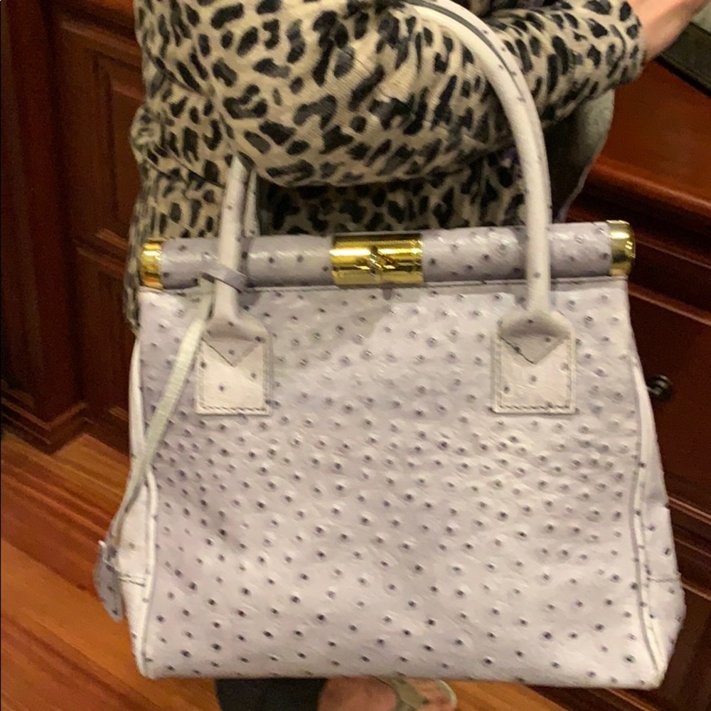 Ostrich Leather tote hand Bag